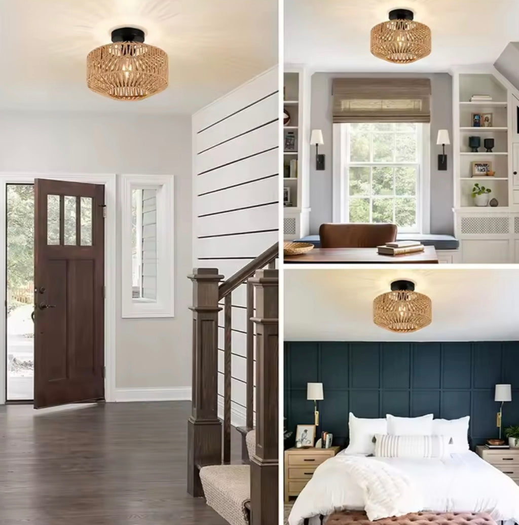 Lámpara de techo ratán