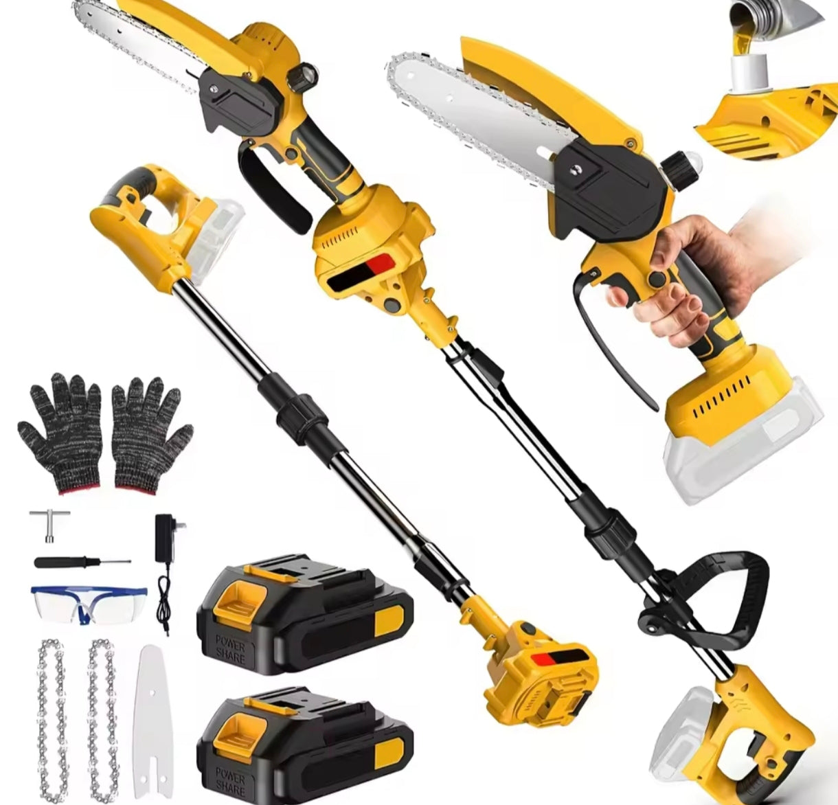 Motosierra telescópica + 2 baterías