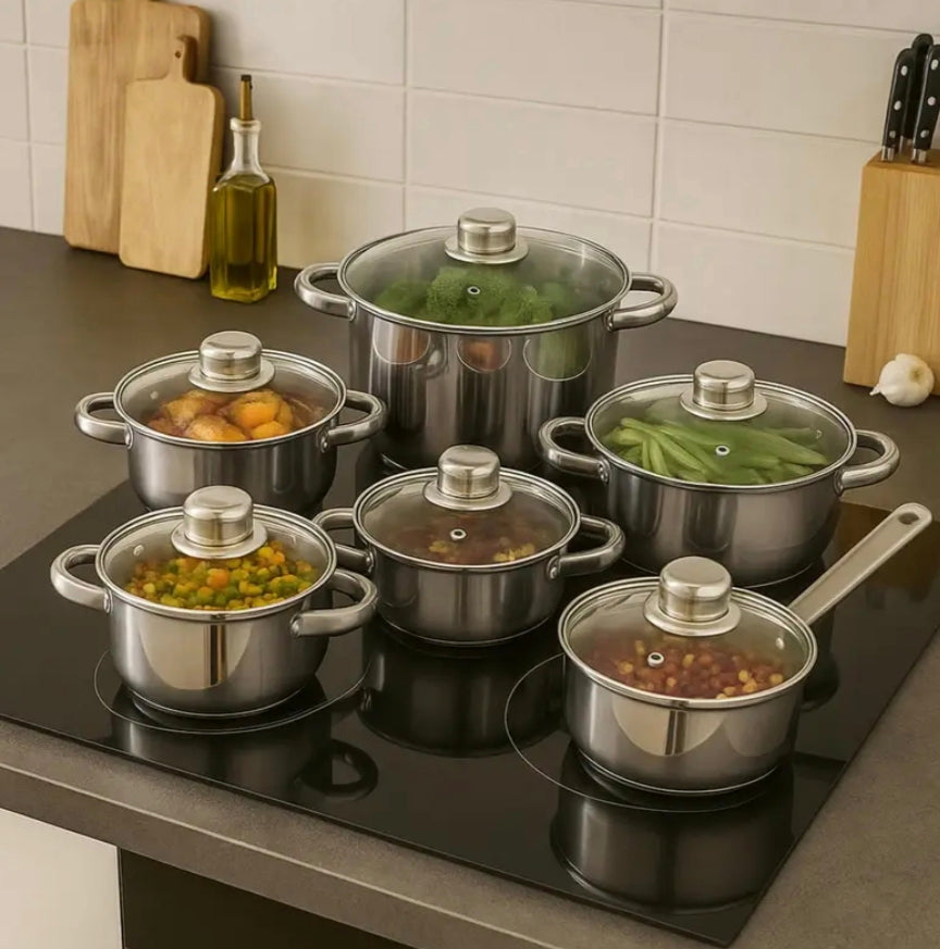 Batería cocina 12 piezas acero inox